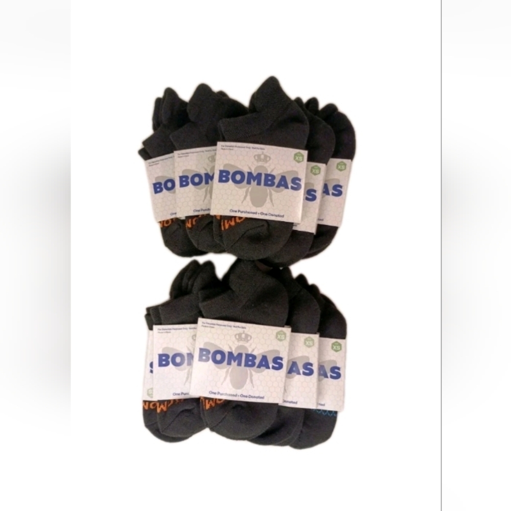 (10 Pairs) Bombas Ankle Socks XS Extra Small Women's Black NEW - Picture 2 of 2